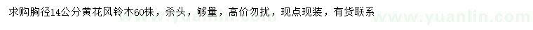 求購胸徑14公分黃花風(fēng)鈴木