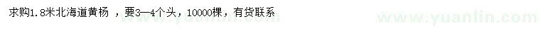 求購1.8米北海道黃楊