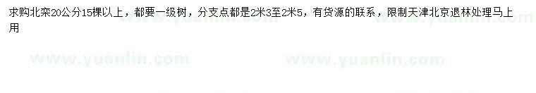 求購20公分北欒