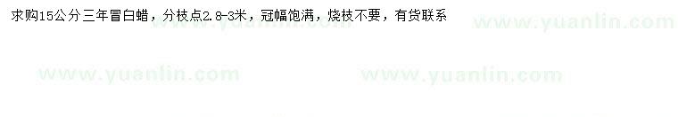 求購15公分白蠟