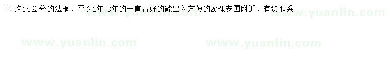 求購14公分法桐