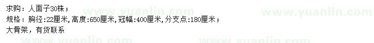 求購胸徑22公分人面子
