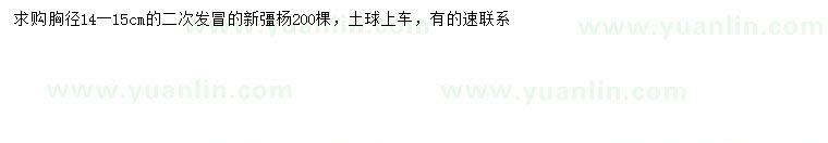 求購胸徑14-15公分新彊楊