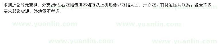 求購17公分元寶楓