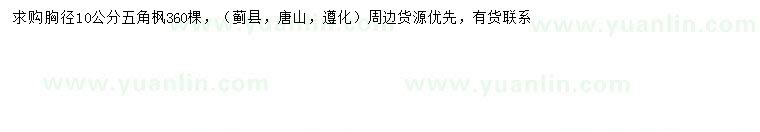 求購胸徑10公分五角楓