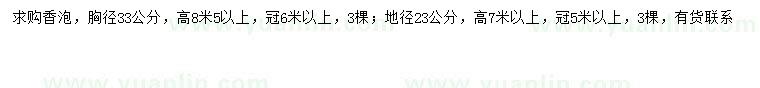 求購胸徑33、地徑23公分香泡