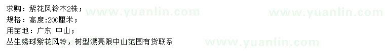 求購求購高200公分紫花風(fēng)鈴木