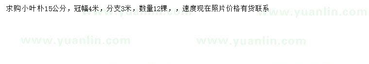 求購(gòu)胸徑15公分小葉樸