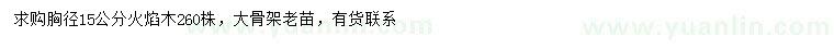 求購胸徑15公分火焰木