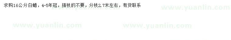 求購16公分白蠟