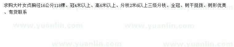 求購(gòu)胸徑16公分大葉女貞