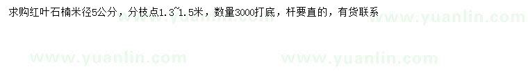 求購(gòu)米徑5公分紅葉石楠