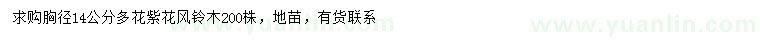 求購胸徑14公分紫花風(fēng)鈴木
