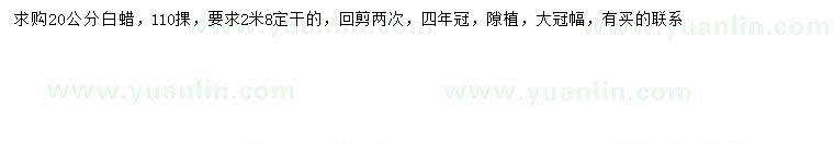 求購20公分白蠟