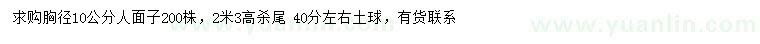 求購胸徑10公分人面子