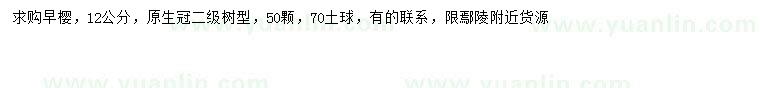 求購12公分早櫻