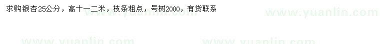 求購(gòu)25公分銀杏