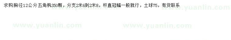 求購胸徑12公分五角楓