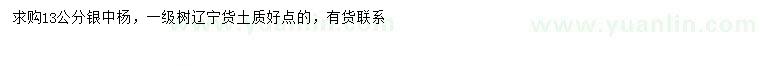 求購13公分銀中楊
