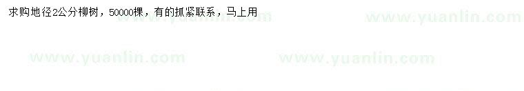 求購地徑2公分柳樹