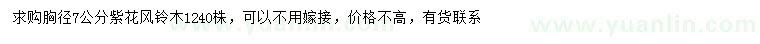 求購胸徑7公分紫花風(fēng)鈴木
