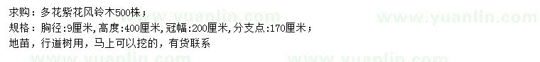 求購(gòu)胸徑9公分多花紫花風(fēng)鈴木