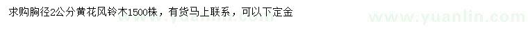 求購胸徑2公分黃花風(fēng)鈴木