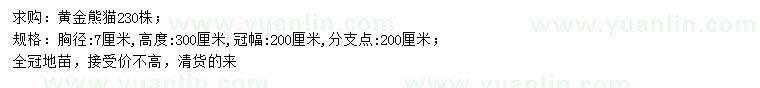 求購胸徑7公分黃金熊貓