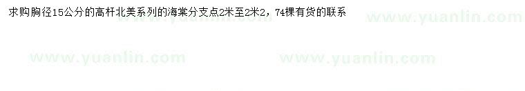 求購胸徑15公分高桿北美海棠