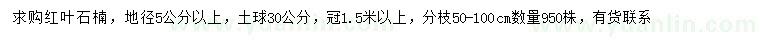 求購(gòu)地徑5公分以上紅葉石楠