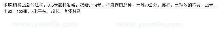 求購(gòu)胸徑13公分法桐