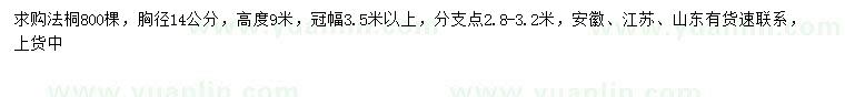 求購胸徑14公分法桐