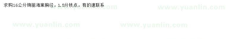 求購胸徑16公分絢麗海棠