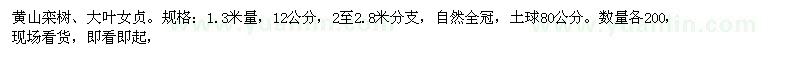 求购黄山栾树、大叶女贞（江西省九江市）