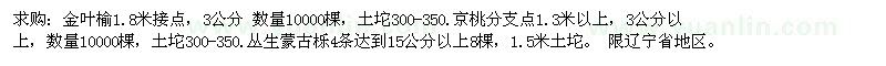 求购金叶榆，京桃，丛生蒙古栎 