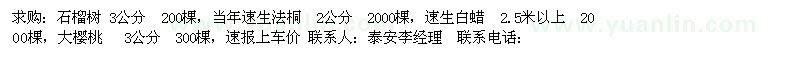 求购石榴树 3公分  200棵