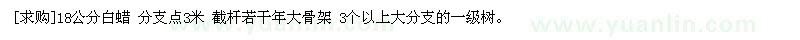 求购18公分白蜡 分支点3米