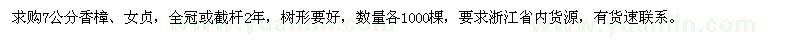 求购7公分香樟、女贞各1000棵