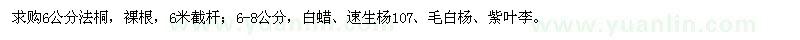 求购法桐、白蜡、速生杨107、毛白杨、紫叶李 