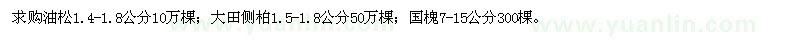 求购油松、大田侧柏、国槐