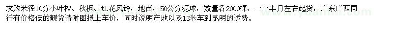 求购小叶榕、秋枫、红花风铃 