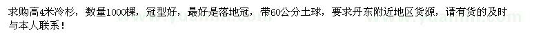 求购高4米冷杉1000棵