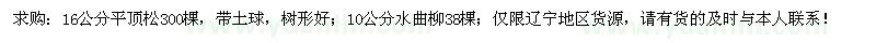 求购16公分平顶松300棵、10公分水曲柳38棵 