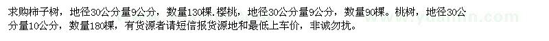 求购柿子树、樱桃、桃树