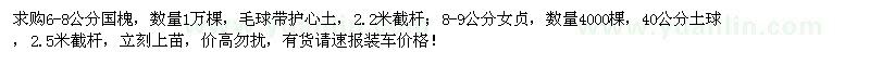 求购6-8公分国槐、8-9公分女贞