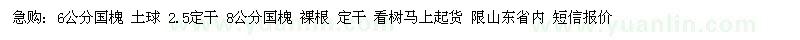 求购6公分国槐 土球 2.5定干 8公分国槐 