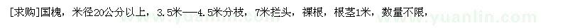 求购国槐，米径20公分以上，3.5米---4.5米分枝