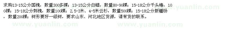 求购国槐、白蜡、千头椿、刺槐、云杉等苗木