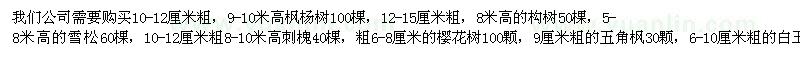 求购枫杨树、构树、雪松、刺槐、樱花