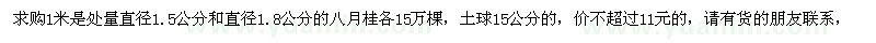 求购直径1.5公分和直径1.8公分的八月桂